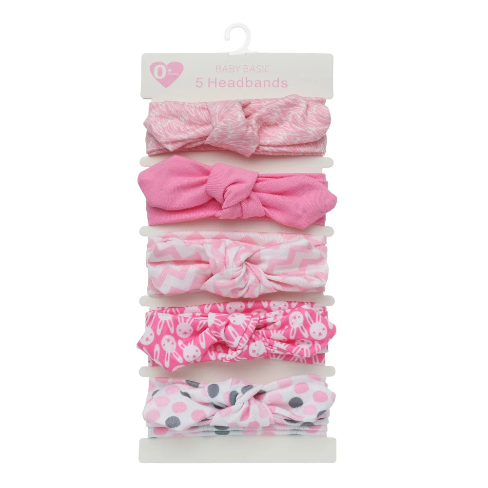 5Pcs/Lot Rabbit Ear Baby Headbands For Newborn Boys Girls Cotton Elastic Hair Bands Kids Hair Tie Bows Knot Headwraps Headwear