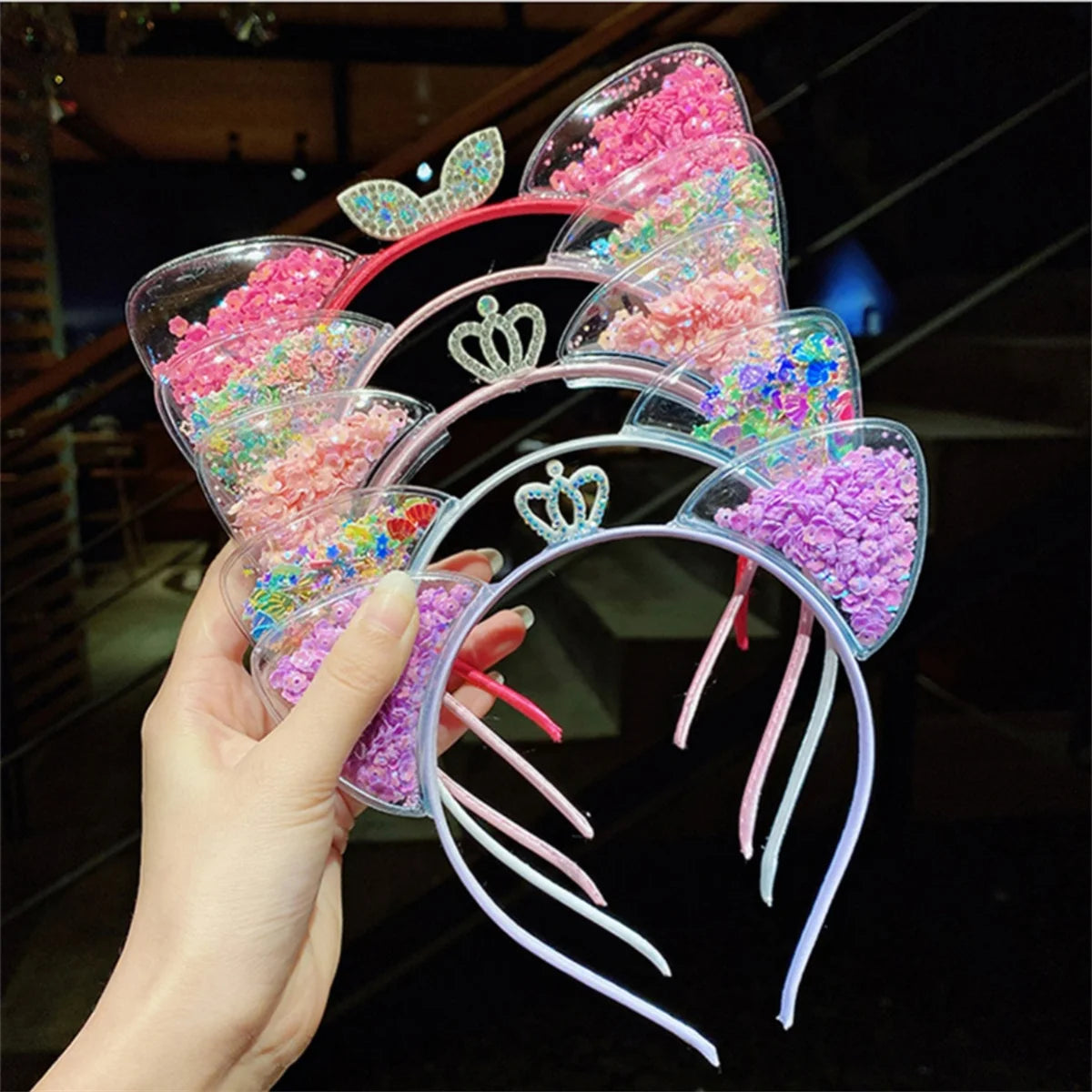 Cute Shining Sequin Cat Ears Hairband for Girls Sweet Princess Headband Kids Fashion Hair Accessories Gift Headwear