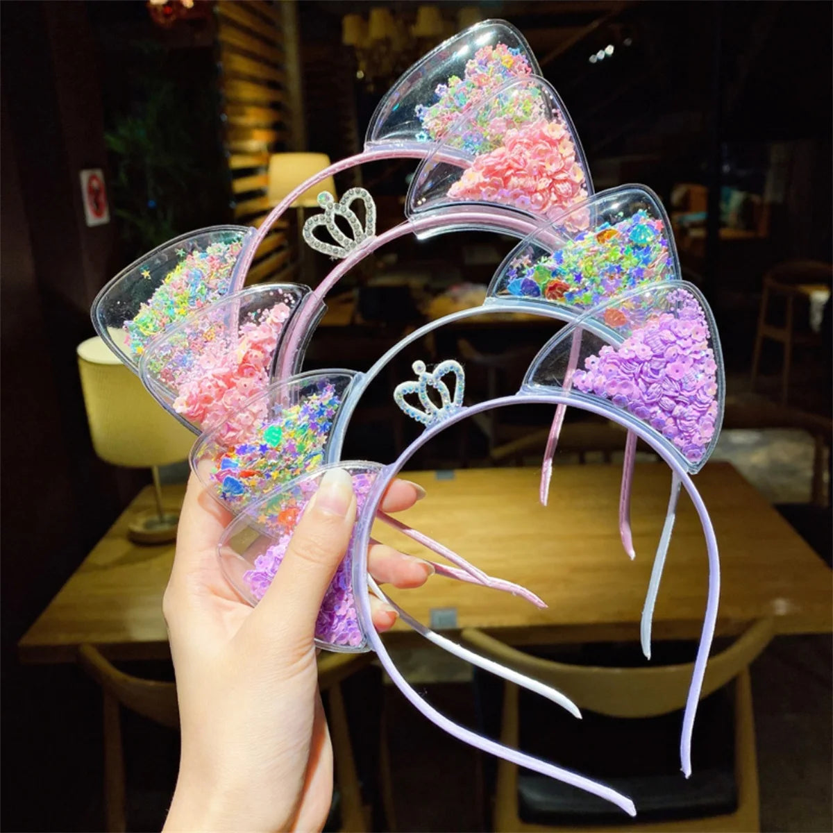 Cute Shining Sequin Cat Ears Hairband for Girls Sweet Princess Headband Kids Fashion Hair Accessories Gift Headwear