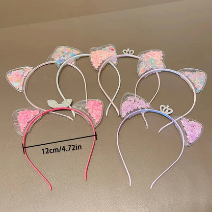 Cute Shining Sequin Cat Ears Hairband for Girls Sweet Princess Headband Kids Fashion Hair Accessories Gift Headwear