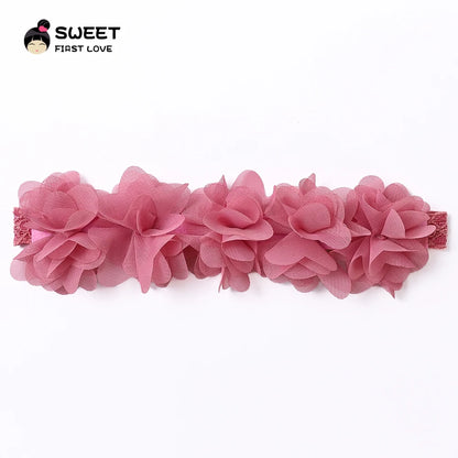Pink Baby Flower Headband Pink Chiffon Hair Bands Handmade DIY Headwear Hair Accessories for Kids Children Newborn Toddler