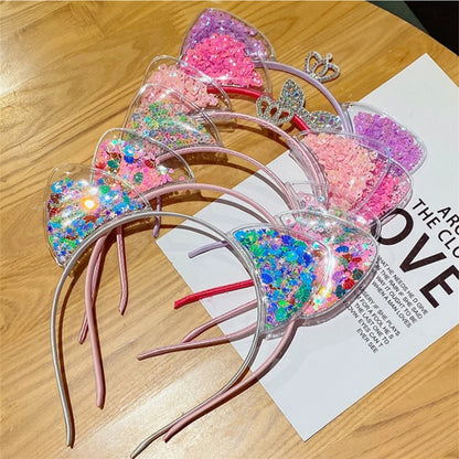 Cute Shining Sequin Cat Ears Hairband for Girls Sweet Princess Headband Kids Fashion Hair Accessories Gift Headwear