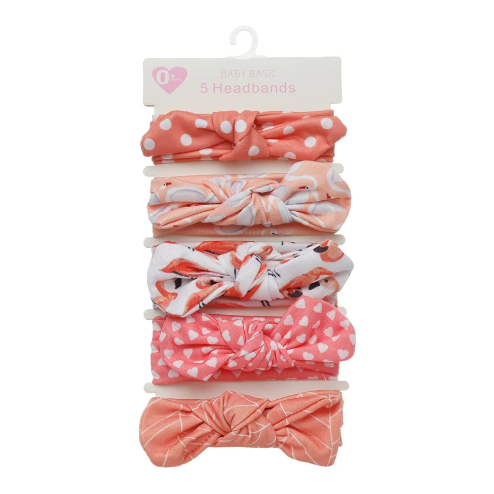 5Pcs/Lot Rabbit Ear Baby Headbands For Newborn Boys Girls Cotton Elastic Hair Bands Kids Hair Tie Bows Knot Headwraps Headwear