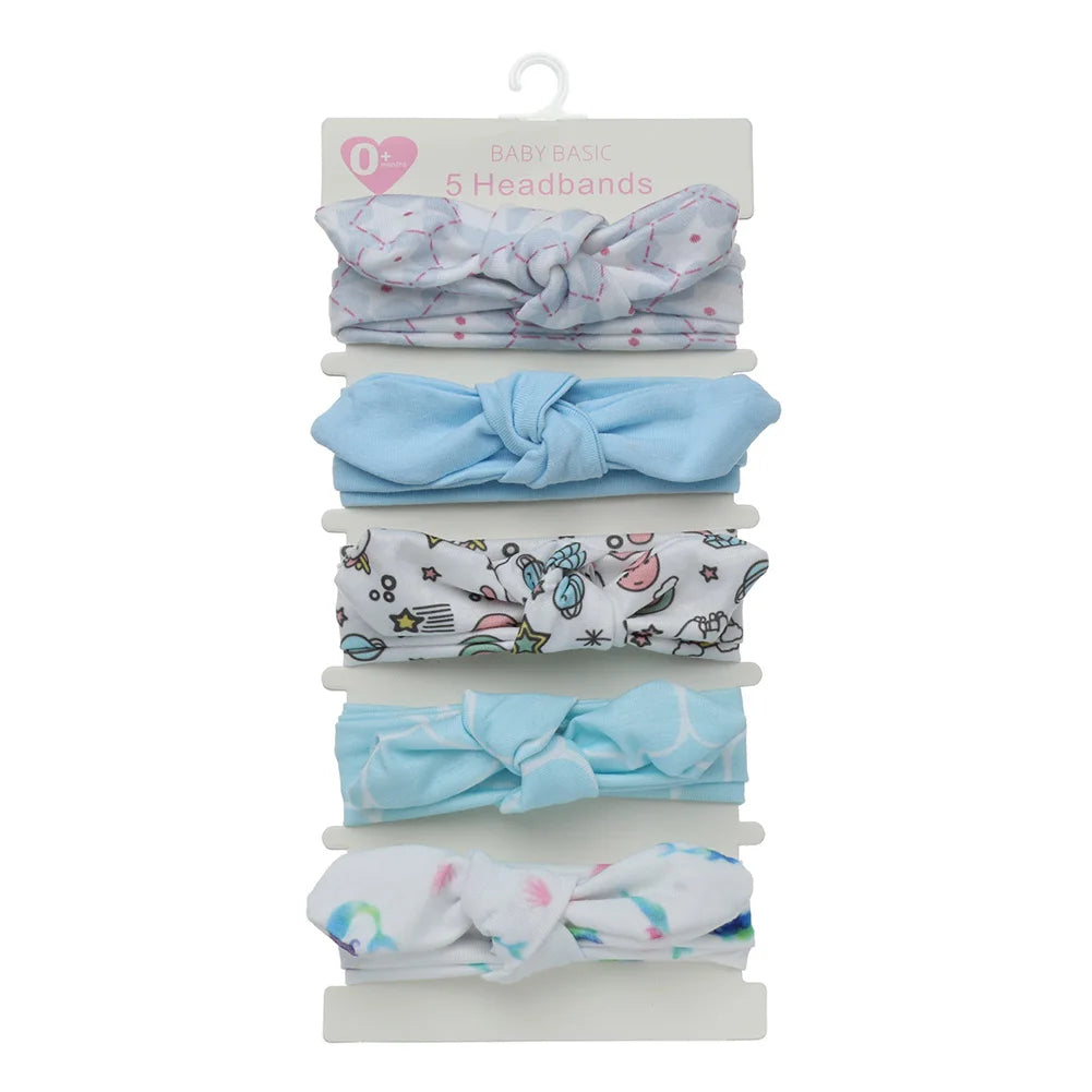 5Pcs/Lot Rabbit Ear Baby Headbands For Newborn Boys Girls Cotton Elastic Hair Bands Kids Hair Tie Bows Knot Headwraps Headwear