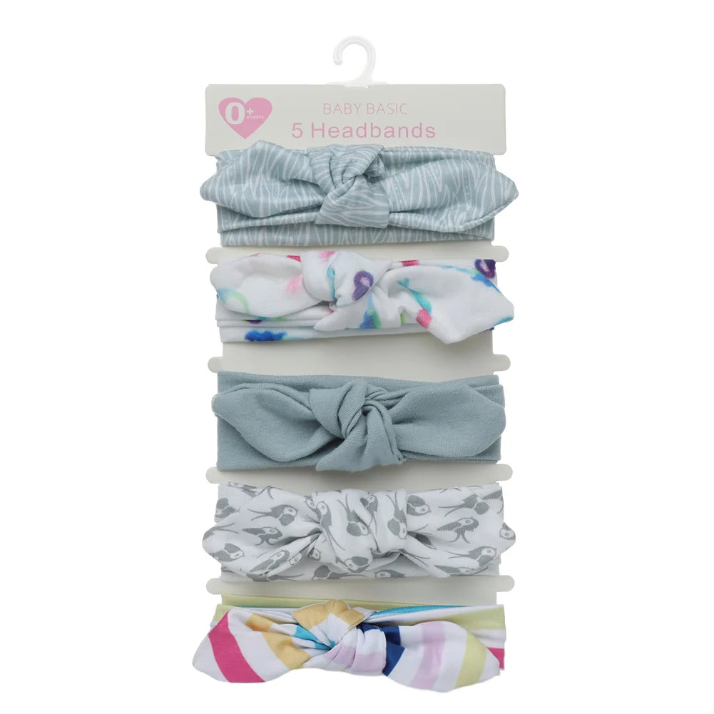 5Pcs/Lot Rabbit Ear Baby Headbands For Newborn Boys Girls Cotton Elastic Hair Bands Kids Hair Tie Bows Knot Headwraps Headwear