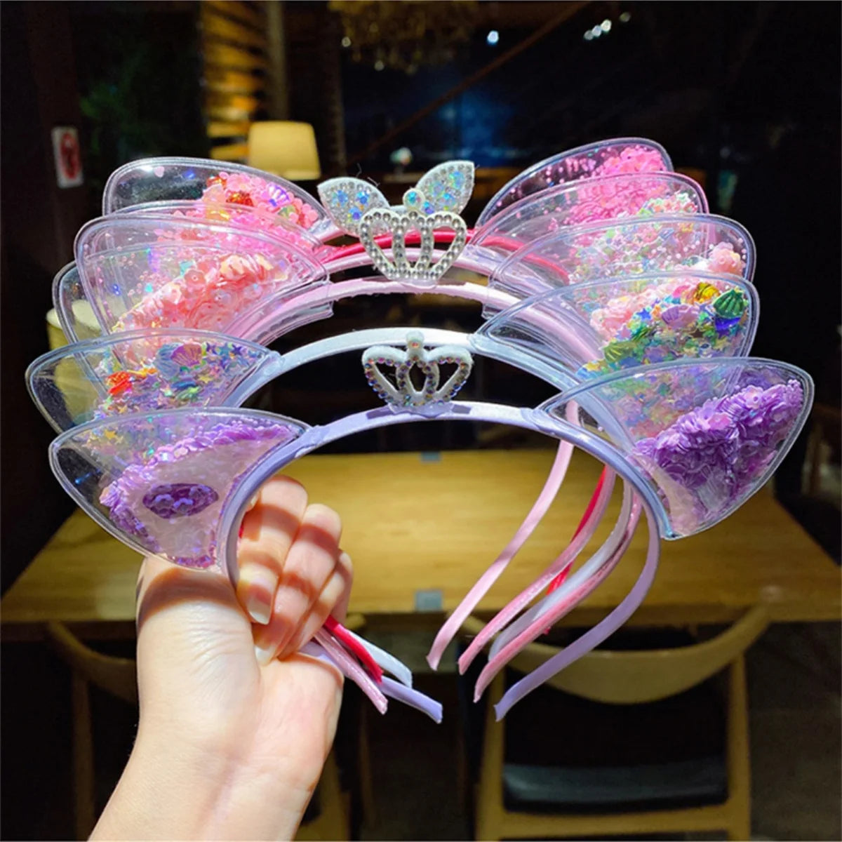 Cute Shining Sequin Cat Ears Hairband for Girls Sweet Princess Headband Kids Fashion Hair Accessories Gift Headwear